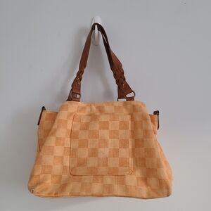 Elegant Checkered Light Orange Shoulder Bag